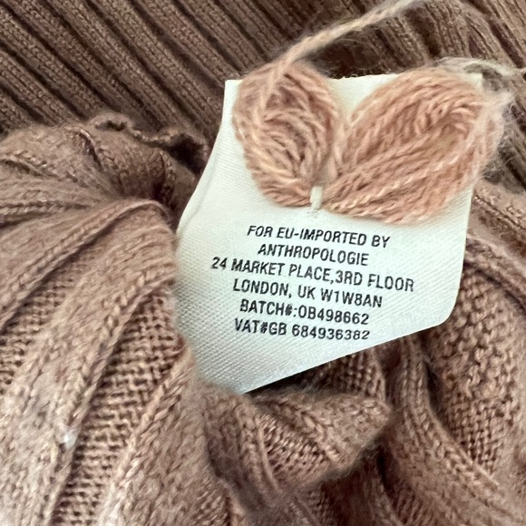 Anthropologie camel tan mock neck knit ribbed sleeveless blouse top tank Medium - Picture 9 of 11